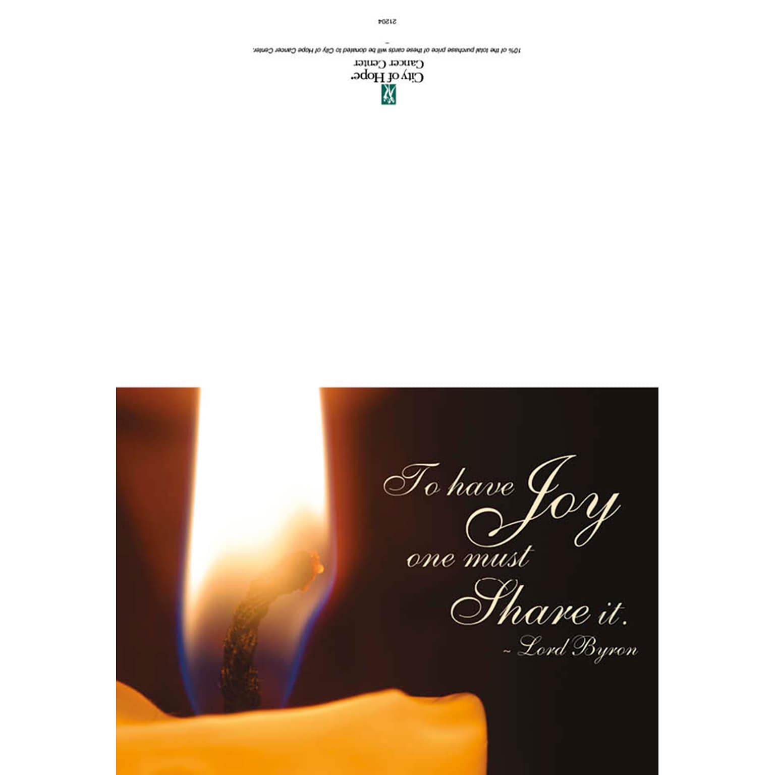 To have Joy one must share it - lord byron - candle - 7 x 10 scored for folding to 7 x 5, 25 cards w/A7 envelopes per set