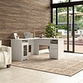 Bush Furniture Cabot 60W L-Shaped Desk, Linen White Oak (WC31130K)