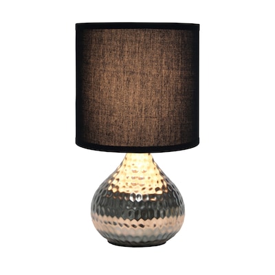 Simple Designs Hammered Silver Drip Mini Table Lamp, Black (LT2073-SVB)