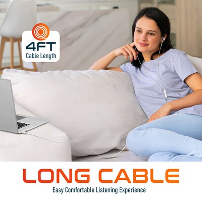 Delton 15EC USB-C Wired In-Ear Computer Earbuds with Mic, White (DWH15ECWH)