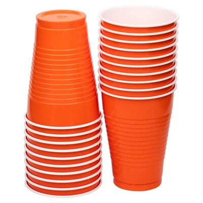 JAM Paper Plastic Party Cups, 12 oz, Orange, 20/Pack (2255520706)