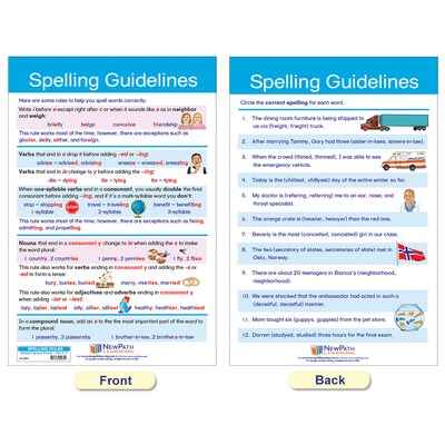 NewPath Learning Spelling Rules Bulletin Board Chart Set, 12" x 18", 7/Set (NP-923501)