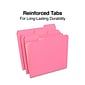 Staples Reinforced File Folders, 1/3-Cut Tab, Letter Size, Pink, 100/Box (508952)