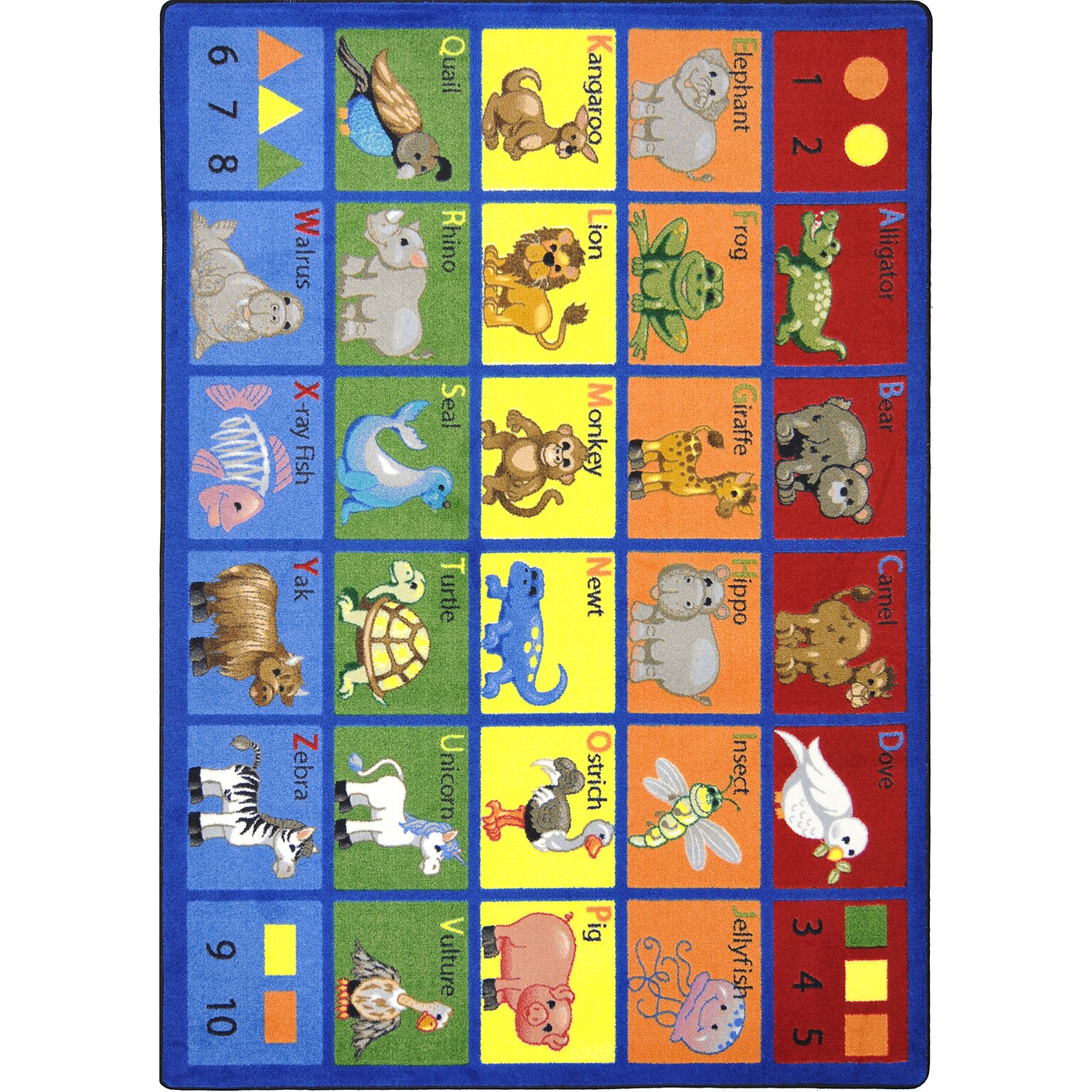 Joy Carpets Animal Phonics Nylon 78 x 109 Machine Tufted Rug, Multicolored (1623D-01)