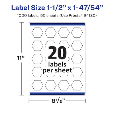 Avery Laser/Inkjet Decorative Edge Waterproof Multipurpose Labels, 1.8704"  x 1.5", White, 1000/Box (94120)