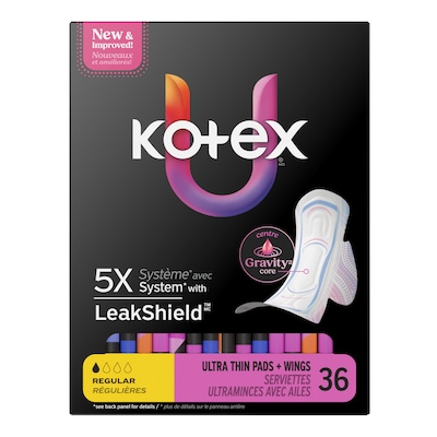 U by Kotex Security Regular Ultra thin Pad with Wings, Unscented, 36/Pack (58252)