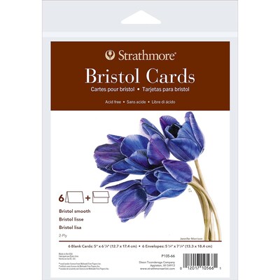 Strathmore 400 Series Bristol Cards & Envelopes, 6.875 x 5, White, 6/Pack, 3 Packs/Bundle (STTP105