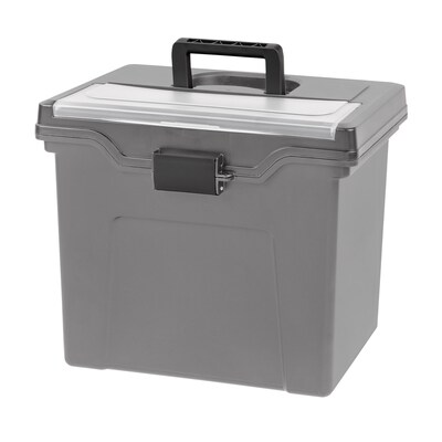 Iris Portable Locking File Box, Letter Size,Elephant Gray, 4/Pack (500412)