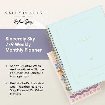 2027 Blue Sky Sincerely Jules 7" x 9" Weekly & Monthly Planner, Sky Blue (164246)