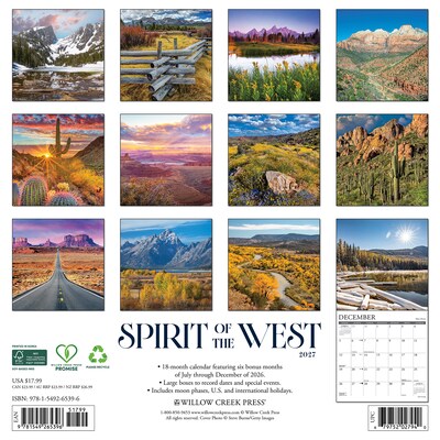 2027 Willow Creek Spirit of the West 12 x 12 Monthly Wall Calendar, Assorted Colors (65396)