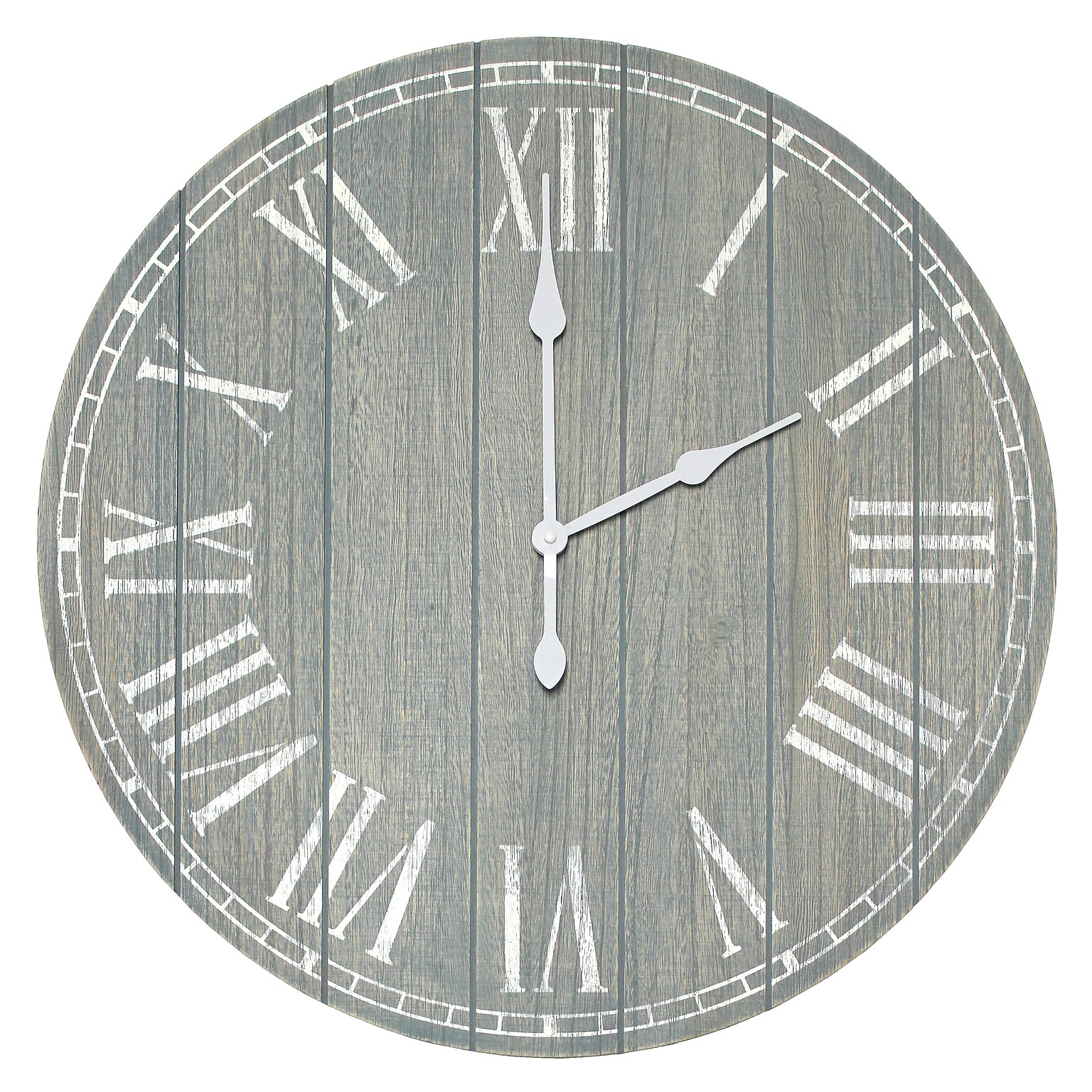 Elegant Designs Wood Plank 23 Large Rustic Coastal Wall Clock, Dark Gray Wash (HG2003-DGW)