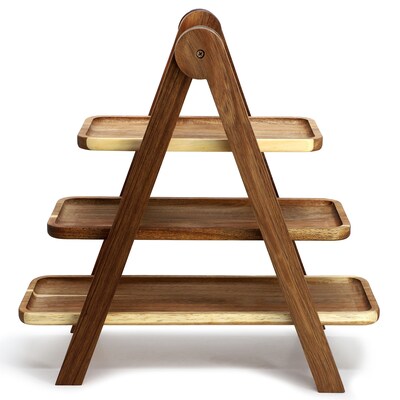MegaChef Ladder Tray Set, Brown, 3 Tier, 4 Pieces (935122162M)