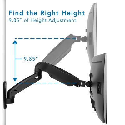 Mount-It! Height Adjustable Monitor Wall Mount Arm for 13" to 32" Monitors, Black (MI-765)