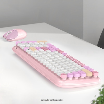 SaharaCase Wireless Ergonomic Keyboard and Laser Mouse Combo, Pink (KB15)