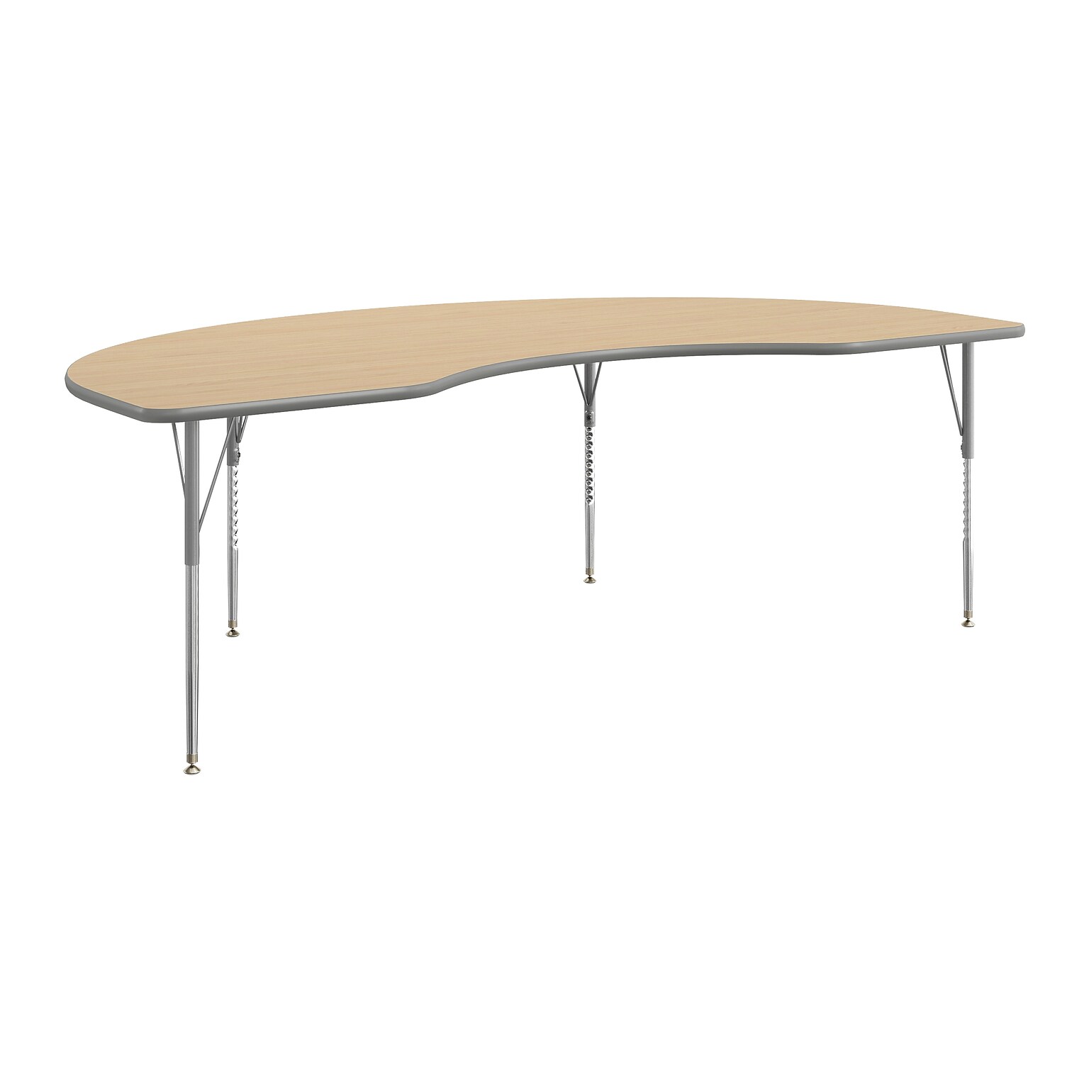 Flash Furniture Wren Kidney Activity Table, 96 x 48, Height Adjustable, Light Natural Top/Silver Frame (XUA4896KDLNTA)