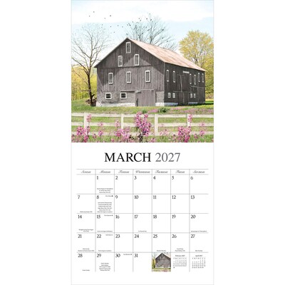 2027 BrownTrout Beckoning Barns 12" x 12" Monthly Wall Calendar (9781773728834)