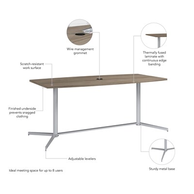 Bush Business Furniture 72"W x 36"D Boat Shaped Conference Table, Modern Hickory (99TBM72MHSVK)
