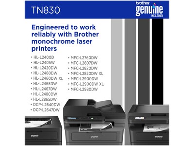 Brother TN830 Black Standard Yield Toner Cartridge