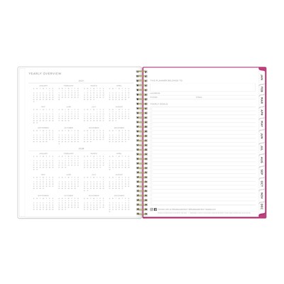 2027 Blue Sky Kelly Ventura Magenta Blooms 8.5" x 11" Calendar Year Weekly & Monthly Standard Planner, Plastic Cover