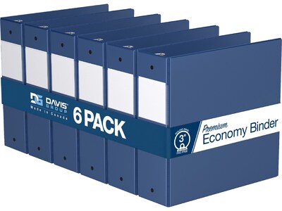 Davis Group Premium Economy 3 3-Ring Non-View Binders, Royal Blue, 6/Pack (2314-92-06)
