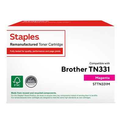 Staples Remanufactured Magenta Standard Yield Toner Cartridge Replacement for Brother TN331M (TRTN331M/STTN331MDS)