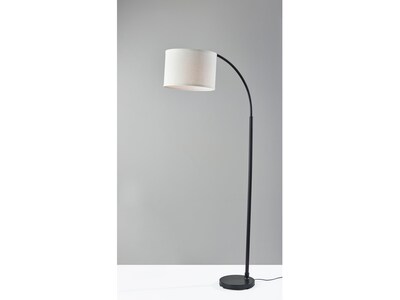 Simplee Adesso Jace 64 Matte Black Floor Lamp with Off-White Drum Shade (SL1145-01)