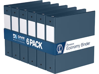 Davis Group Premium Economy 2 3-Ring Non-View Binders, Navy Blue, 6/Pack (2313-72-06)