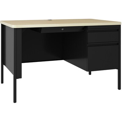 Lorell Fortress Series 48 W Right-Pedestal Teachers Desk, Black (LLR03156)