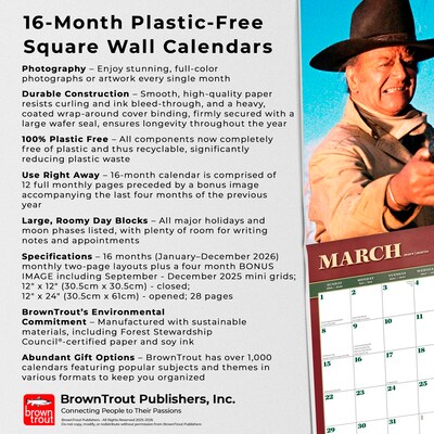 2026 BrownTrout John Wayne in the Movies 12" x 12" Monthly Wall Calendar (9798330701827)