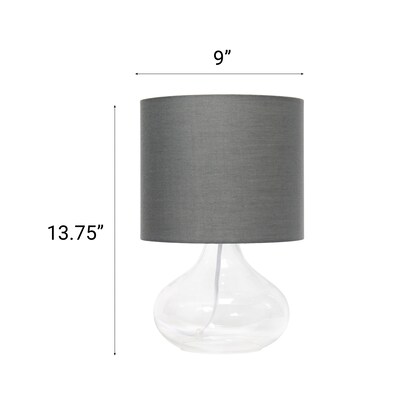 Creekwood Home Modern Glass 13.75" LED Table Lamp, Clear/Gray (CWT-1014-CG)