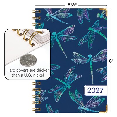 2027 Excello Brands 6" x 8" Weekly & Monthly Standard Planner, Paperboard Cover, Dragonflies (FSHN-CY27-58-59)