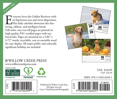 2027 Willow Creek Goldens 5.4 x 6.2 Day-to-Day Calendar (63491)