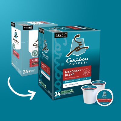 Caribou Mahogany Blend Coffee Keurig® K-Cup® Pods, Dark Roast, 0.40 oz., 24/Box (6990)