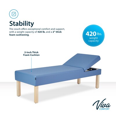Viva Comfort Lucas Therapy Treatment Recovery Couch with Adjustable Backrest, Blue (ADI996-11-BLU-MK)