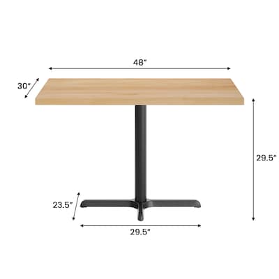 Flash Furniture Bennett Wooden Commercial Indoor Table, 48" x 30", Natural Top/Black Base (GSF3048NTT2230)