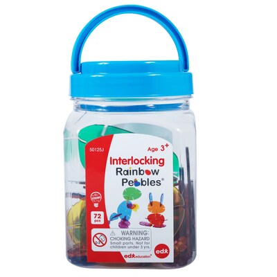 Edx Education Interlocking Rainbow Pebbles Mini Jar, 72 Pieces/Set (CTU50125)
