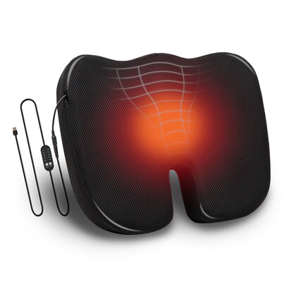 Mind Reader Memory Foam Heated Air-Cloud Seat Cushion, Black (HEASCUSH-BLK)
