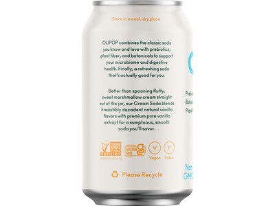 Olipop Prebiotic Cream Soda, 12 fl. oz., 12 Cans/Case (ICO70289)