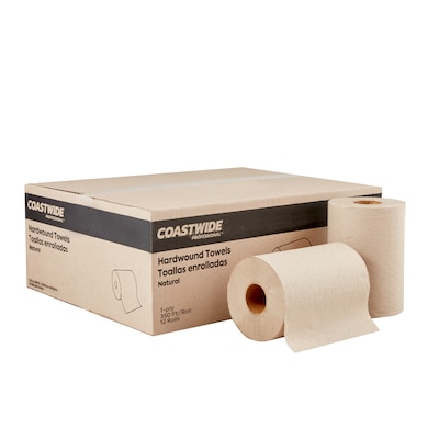 Coastwide Professional Recycled Hardwound Paper Towels, 1-Ply, 350 ft./Roll, 12 Rolls/Carton