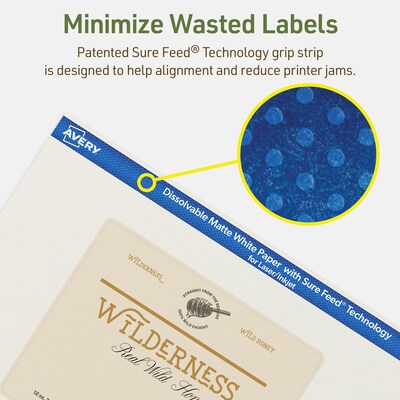 Avery Dissolvable Rectangle Multipurpose Labels, 4" x 5", Off-white, 20/Pack (94253)