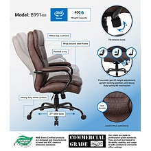 Boss LeatherPlus Faux Leather Executive Big & Tall Chair, 400 lb. Capacity, Bomber Brown (B991-BB)