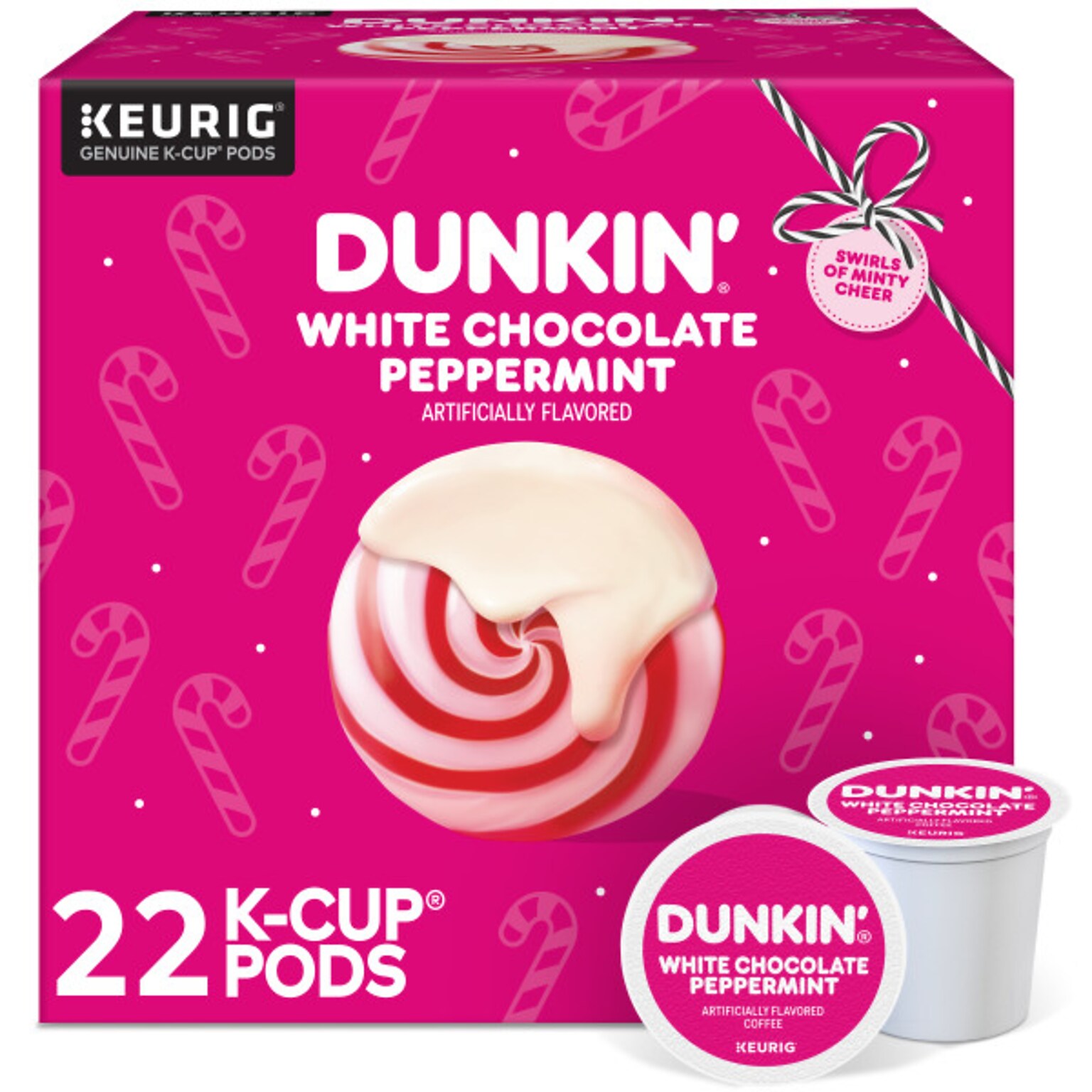 Dunkin White Chocolate Peppermint Coffee Keurig® K-Cup® Pods, Medium Roast, 22/Box (5000358858)
