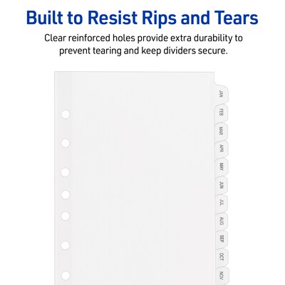Avery Pre-Printed Mini Paper Dividers, Jan-Dec Tabs, White (11315)