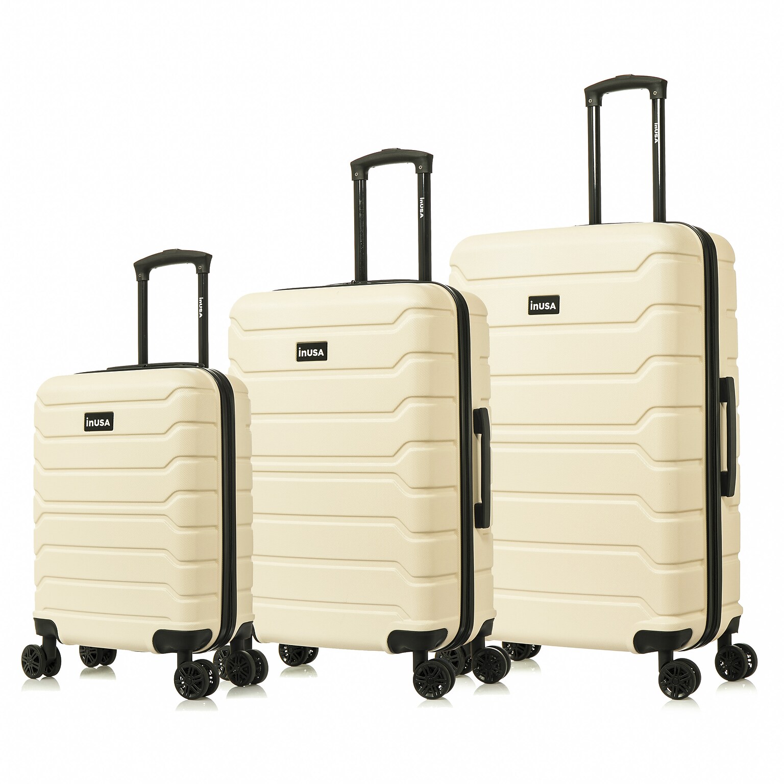 InUSA Trend 3-Piece Hardside Spinner Luggage Set, TSA Checkpoint Friendly, Sand (IUTRESML-SAN)