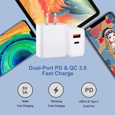 LAX Tech Mod PD 20W 2-Port USB-C Wall Charger, White (TMWUCWH)