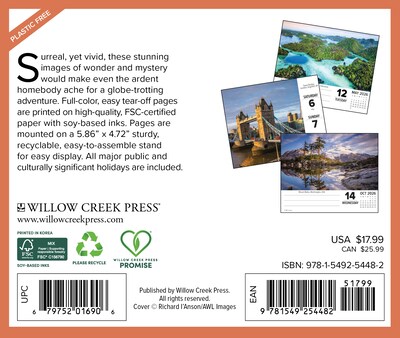 2026 Willow Creek Wanderlust 6.2 x 5.4 Day-to-Day Calendar (54482)