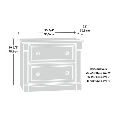 Sauder Palladia 2-Drawer Lateral File Cabinet, Letter/Legal Size, 29.63"H x 36.75"W x 22"D, Split Oak (424812)