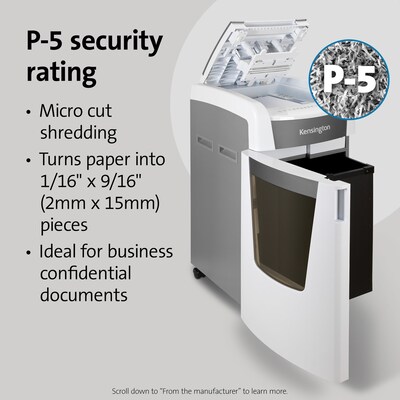 Kensington OfficeAssist Auto Feed Shredder A6000-HS Anti-Jam Micro Cut, White/Gray (K52052AM)
