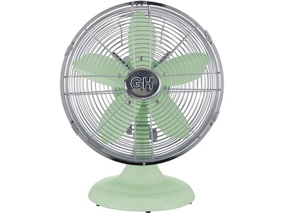 Good Housekeeping Oscillating Desk Fan, 3-Speed, Silver/Green (92607)
