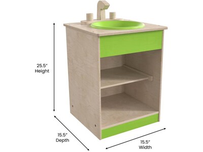 Flash Furniture Bright Beginnings 2-Section Children's Kitchen Sink with Integrated Storage, Brown/Green (MK-ME03515-GG)